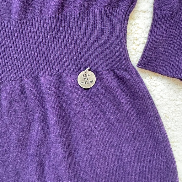 See By Chloe Eggplant Sweater Dress - Picture 1 of 5